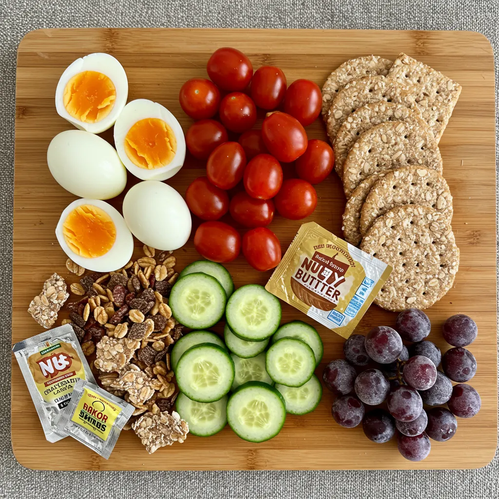 Ingredients for healthy beach snacks meal prep