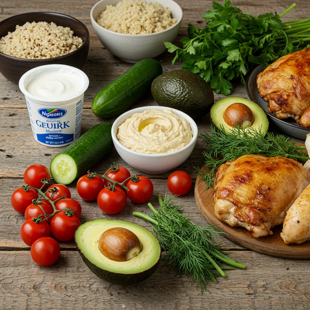 fresh ingredients for no-cook summer meal prep