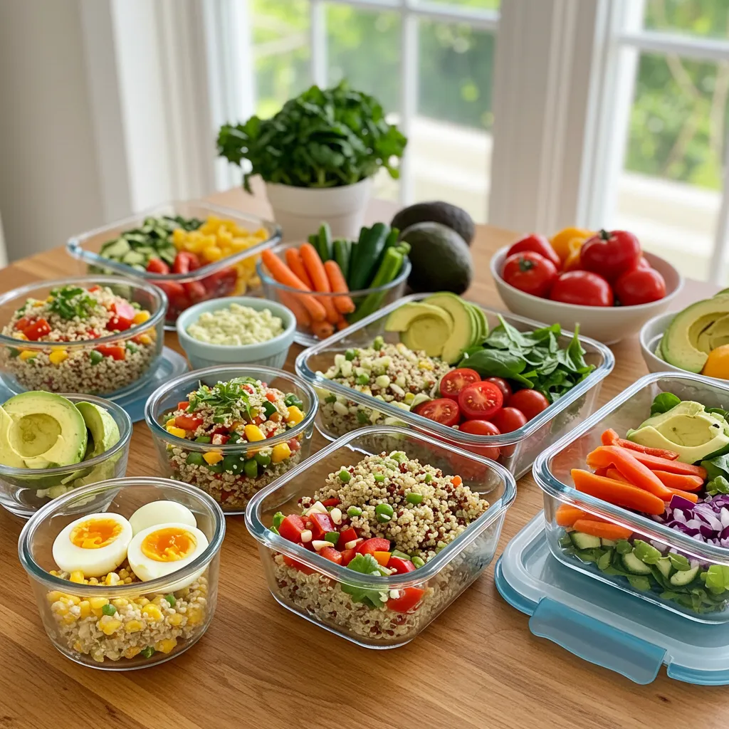 healthy summer meal prep recipes on kitchen table