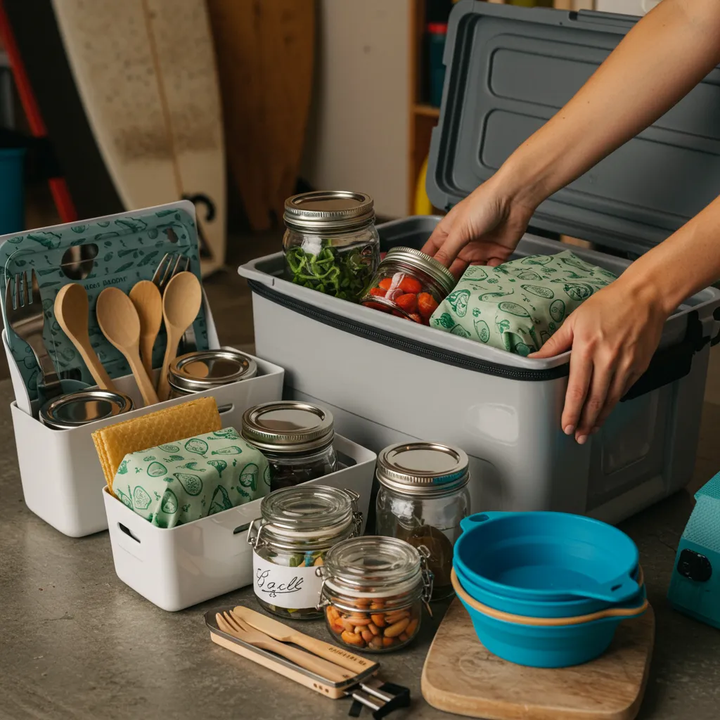  Organized beach food kit ready for vegan snack packing